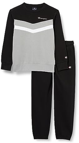 Champion Legacy Legacy Sweatsuits B Colorblock Powerblend Fleece Crewneck Tuta sportiva, Nero, 11-12 anni Bambino FW23