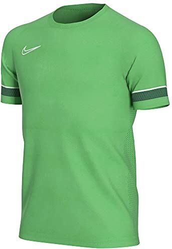 Nike Dri-Fit Academy 21, Maglia Manica Corta Bambino, Lt Green Spark/Bianco/Pino Verde/Bianco, XS