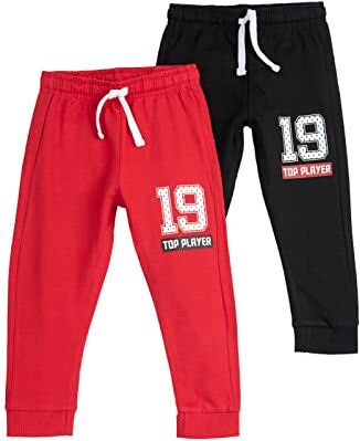 Chicco Set Pantaloni Lunghi In Felpa, Pantaloni sportivi Bambini e ragazzi, Rosso, 4 anni (pacco da 2)