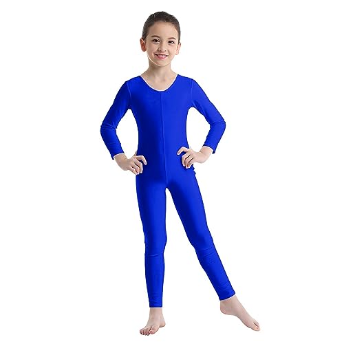 ranrann Body da Ginnastica Artistica Bambina Leotards Bodysuit Manica Lunga Jumpsuit Body da Balletto Jumpsuit Body Danza Classica Tuta Intera Completo Sportivo Allenamento Blu reale 9-10 anni