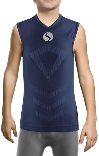 sesto senso Maglietta Termica Senza Maniche per Ragazzi Intimo Sportivo Compressivo Canotta Tank Top 4XS/3XS Dark Blue Blu Scuro