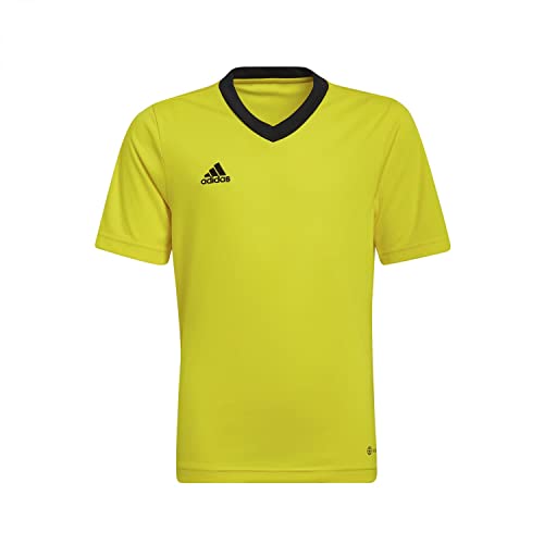 Adidas Entrada 22 Short Sleeve Jersey, T-shirt Unisex Bambini e ragazzi, Team Yellow/Black, 152