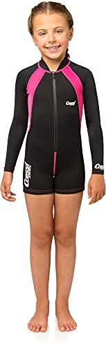 Cressi Shorty Kid Muta Shorty per Bambini in Neoprene Ultra Stretch 1.5/2mm, Maniche Lunghe, L (4 Anni), Nero/Rosa