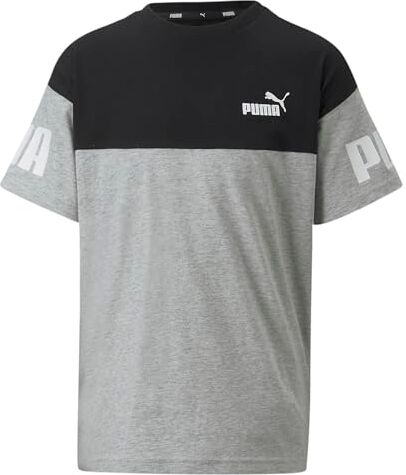 Puma Power Colorblock Tee B, Maglietta Bambini e Ragazzi, Grigio Chiaro, 128