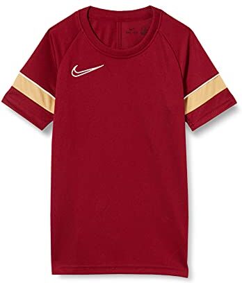 Nike Dri-FIT Academy 21  Maglia Manica Corta, Bambino, Team Rosso/Bianco/Maglia Oro/Bianco, XS