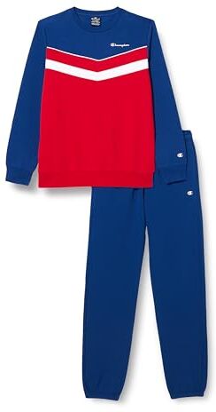 Champion Legacy Legacy Sweatsuits B Colorblock Powerblend Fleece Crewneck Tuta sportiva, Blu Marittimo/Bianco, 11-12 anni Bambino FW23