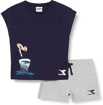 Diadora JG.Set SS Sport Art, Classic Navy, S Bambine e Ragazze