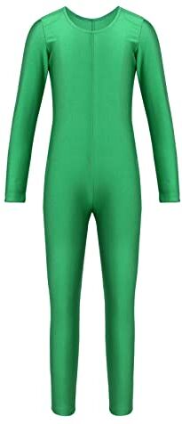 ranrann Body da Ginnastica Artistica Bambina Leotards Bodysuit Manica Lunga Jumpsuit Body da Balletto Jumpsuit Body Danza Classica Tuta Intera Completo Sportivo Allenamento Verde 8-10 anni