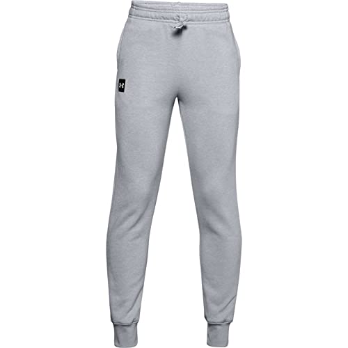 Under Armour Jogger Rival Fleece Pantaloni Tuta, Bambino, Mod Gray Light Heather / / Onyx White (011), YSM