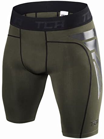 TCA Shorts Carbonforce Termici a Compressione per Ragazzo Verde Scuro, L Ragazzi (10-12 Anni)