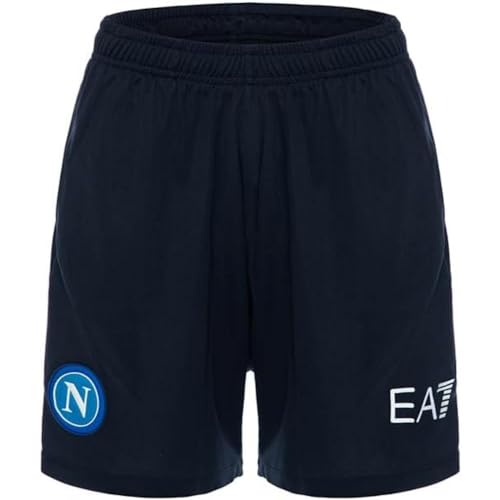 SSC NAPOLI Shorts Allenamento Blu, EA7, Prodotto Ufficiale, tasche con zip, pantaloncini, M