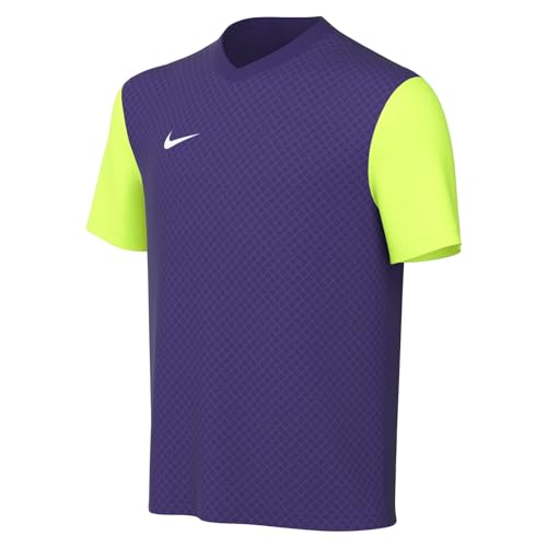 Nike Y Nk DF Tiempo Prem II JSY SS in Jersey, Court Purple/Volt/White, 10-12 Anni Unisex-Bambini e Ragazzi