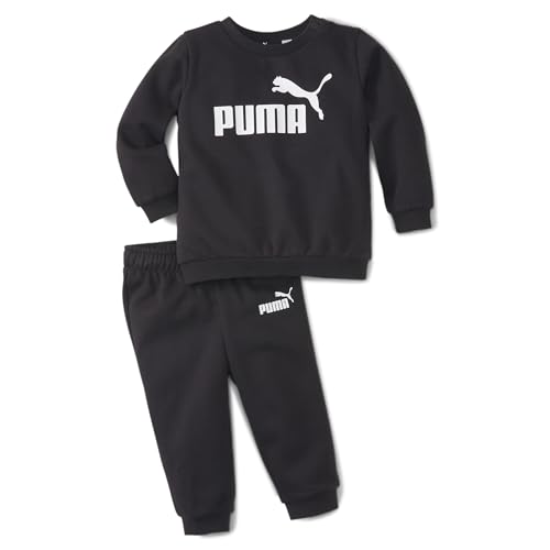 Puma 4063699328844 Minicats ESS Crew Jogger FL Tuta Sportiva, Cotton Black, 92, 18 mesi