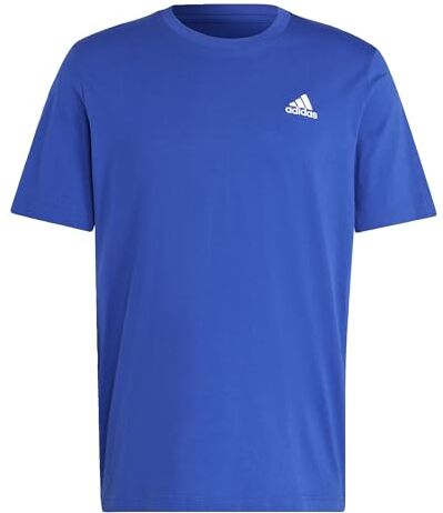 Adidas Essentials Single Jersey Embroidered Small Logo Short Sleeve T-shirt, Semi Lucid Blue, S Uomo