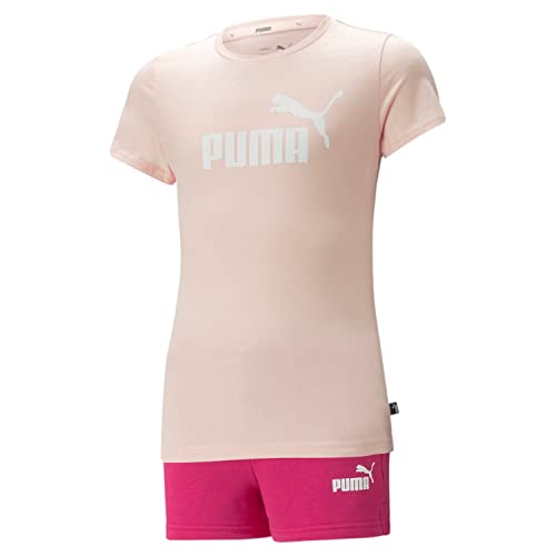 Puma Set Maglietta e Pantaloncini con Logo G, Tuta da Jogging Bambine e Ragazze, Rosa Polvere-Orchidea Ombra, 164