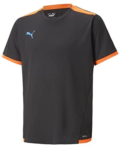 Puma Teamliga Jersey Jr, Maglia da Calcio Unisex-Bambini e Ragazzi, Nero-Ultra Arancione, 140