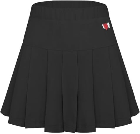 Happy Cherry Sport Ragazza Gonna Pieghettato con Pantaloncini Interno Sci Gonna Pantaloncini Tennis Scuola, Nero , 9-10 Anni