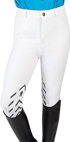 PFIFF Silicone Grip Pantaloni da Equitazione Piccola per Bambini, Colore: Bianco/Grigio 170