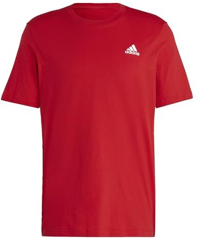 Adidas Essentials Single Jersey Embroidered Small Logo Short Sleeve T-shirt, Better Scarlet, S Uomo