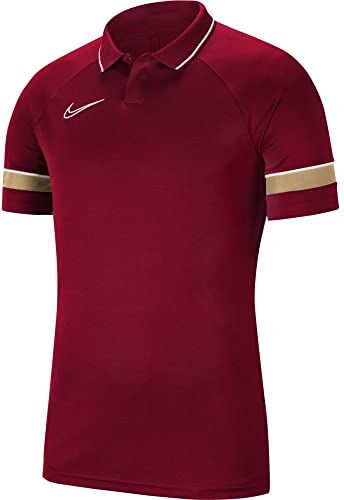 Nike Academy 21 Polo, Rosso/Bianco/Oro Jersey/Bianco, XL Uomo