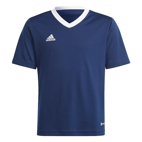 Adidas Entrada 22 Short Sleeve Jersey, T-shirt Unisex Bambini e ragazzi, Team Navy Blue 2, 152
