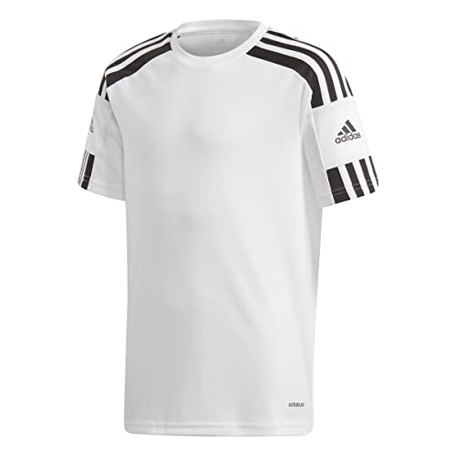 Adidas Squadra 21 Short Sleeve Jersey T-shirt, White/Black, 116 Unisex Bambini e ragazzi