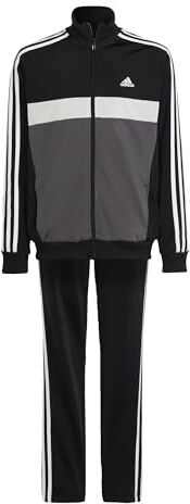 Adidas Essentials 3-stripes Tiberio Tracksuit Tuta, Black/Grey Five/Grey One/White, 9-10 anni Unisex Bambini e ragazzi