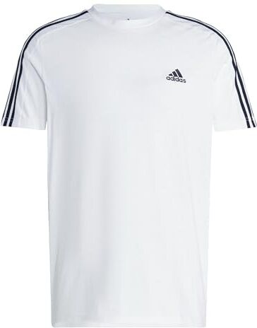 Adidas Essentials Single Jersey 3-Stripes T-Shirt, Maglietta a Maniche Corte Uomo, White/Black, 4XL Tall 2 inch (Plus Size)