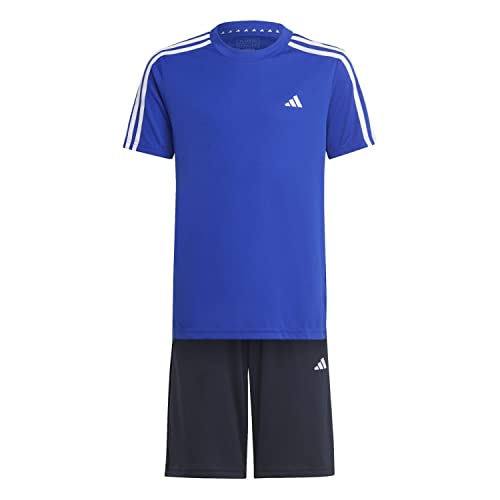Adidas Train Essentials AEROREADY 3-Stripes Regular-Fit Training Set Tuta, Lucid Blue/White, 7-8 Years Unisex Kids