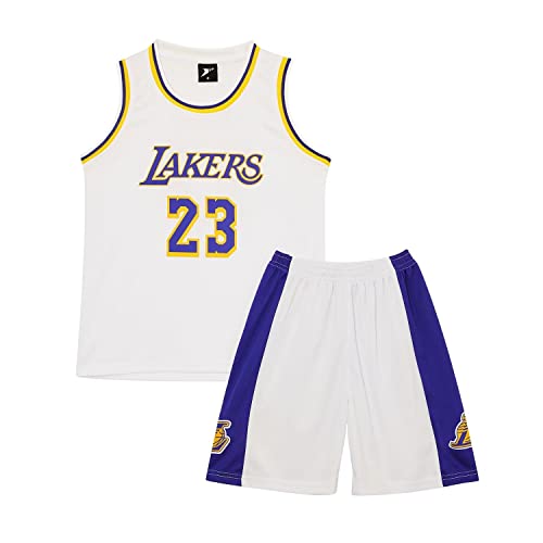 Huniam Magliette e Pantaloncini da Basket, Senza Maniche Maglia Completo Basket Bambino, Completo Pallacanestro Ragazzo 2 Pezzi per Bambini (Bianco, 7-8 Anni)