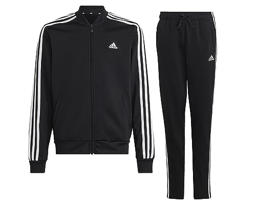 Adidas Essentials 3-stripes Tracksuit Tuta da ginnastica, black/white, 11-12 anni Bambine e ragazze