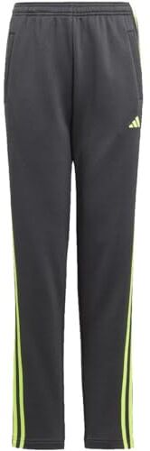 Adidas Pantaloni Unisex Train Essentials AEROREADY con 3 Strisce Regular Fit (1/1), Carbon/Limone, 7-8 Anni