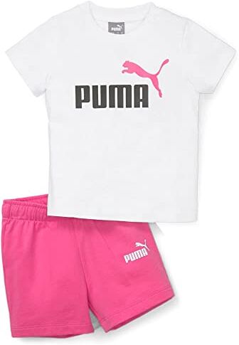 Puma Minicats Tee & Shorts Set, Tuta Jog Unisex-Bambini e Ragazzi, Bianco-Perla Rosa, 74