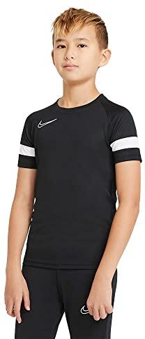 Nike Dri-Fit Academy 21, Maglietta in Jersey Unisex-Bambini, Nero/Bianco/Bianco/Bianco, X-Large