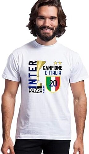 Kitry T-Shirt Uomo Bambino Neonato Campioni d'Italia Biscione Interista Pazza Amala Seconda Stella 20 Scudetto Interisti Sport Calcio Calcetto Beneamata Partita Squadra