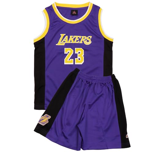 FUTERLY Completo Basket Bambino,2 Pezzi Completo Basket Ragazzo,Divisa Basket Bambino,Maglia Basket Bambino,Canotta Basket Bambino e Pantaloncini,Completino Basket Bambino 6-8 Anni,Viola,M