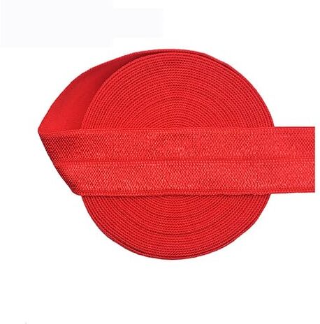 ZFISH 50 100 iarde 3/4" 20mm solido lucido risvolto elastico spandex fascia in raso fascia per capelli biancheria intima abito cucito pizzo-rosso papavero-50 iarde