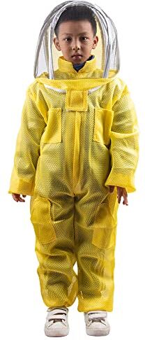 HunterBee Bambini 120cm-150cm Full Body ape tuta protettiva con ventilato scherma velo apicoltore costume Suit