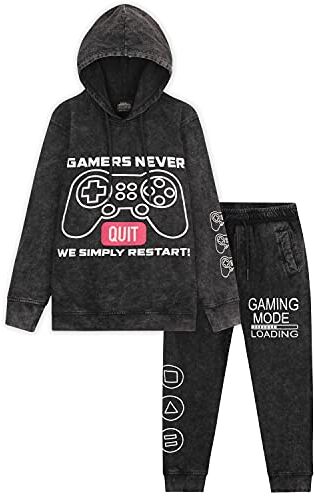 CityComfort Tuta Bambino Felpa e Pantaloni Tuta Tema Gaming Abbigliamento Sportivo per Ragazzi Regalo per i Fan dei Videogiochi (Grigio Antracite, 13-14 anni)