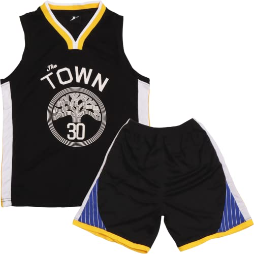 DaceStar 2 Pezzi Completo Basket Bambino, Nero Completo Basket Ragazzo, Magliette e Pantaloni da Basket, Completino Basket Bambino 6 8 10 12 14 Anni(M)