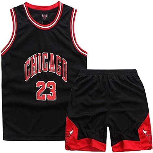 FUTERLY Completo Basket Bambino,2 Pezzi Completo Basket Ragazzo,Divisa Basket Bambino,Maglia Basket Bambino,Canotta Basket Bambino e Pantaloncini,Completino Basket Bambino 6-8 Anni,Nero,M