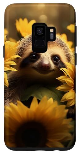 Yellow Sunflower Baby Sloth Cute Custodia per Galaxy S9 Giallo Girasole Bambino Bradipo Carino