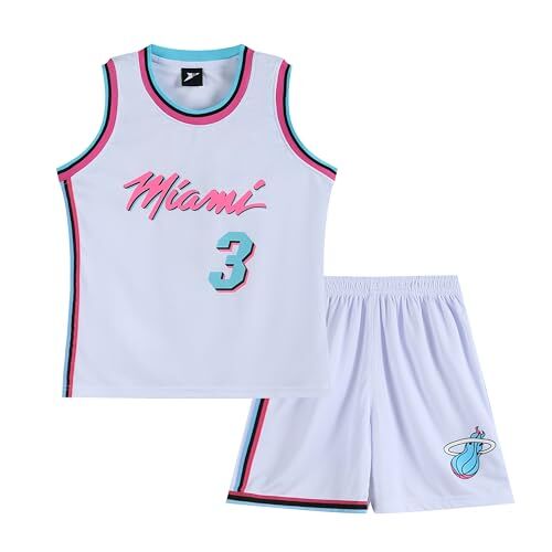 Huniam Magliette e Pantaloncini da Basket, Senza Maniche Maglia Completo Basket Bambino, Completo Pallacanestro Ragazzo 2 Pezzi per Bambini (Bianco, 7-8 Anni)