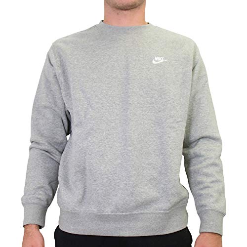 Nike M NSW Club CRW BB T-Shirt A Manica Lunga, Uomo, Dk Grey Heather/(White), L-T