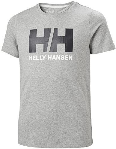 Helly Hansen Junior Unisex Maglietta HH Logo, 10, Grigio Melange