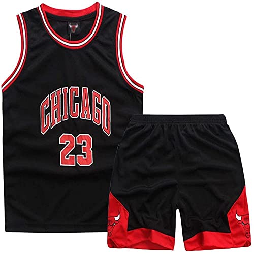 DaceStar Completo Basket Bambino,Completo Basket Ragazzo 2 Pezzi, Divisa Basket Bambino Popolare, Maglia Basket Bambino, Canotta Basket Bambino + Pantaloncini 4-5 anni(Nero, XS)