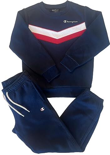 Champion Legacy Legacy Sweatsuits B Colorblock Powerblend Fleece Crewneck Tuta sportiva, Blu Marino/Rosso Scuro, 7-8 anni Bambino FW23