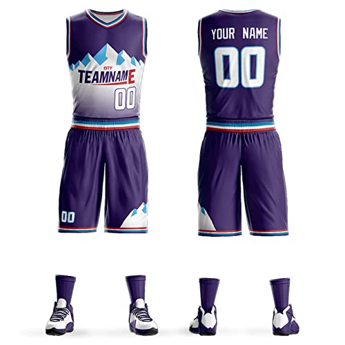 VOLLENC Personalizzato Basket Jersey Kit Camicia Corto con Nome Team Logo per Pallacanestro Maglie Bambino Adulto Basket