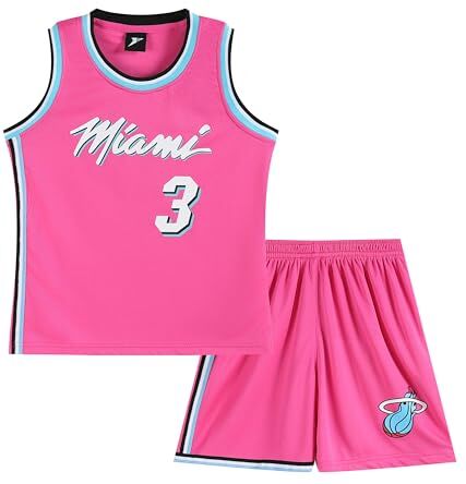 Huniam Magliette e Pantaloncini da Basket, Senza Maniche Maglia Completo Basket Bambino, Completo Pallacanestro Ragazzo 2 Pezzi per Bambini (Rosa, 5-6 Anni)