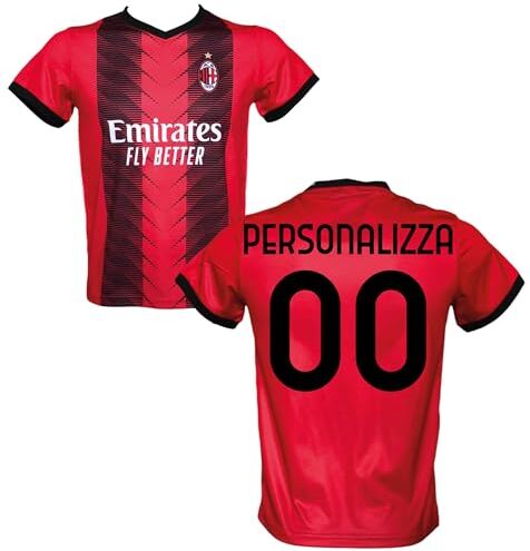 A.C. Milan Maglia Calcio rossonera Personalizzabile Replica Autorizzata 2023-2024 Bambino (Taglie 2 4 6 8 10 12) Adulto (S M L XL) (6 Anni)